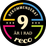 Utmärkelse från Reco - Rekommenderat företag 8 år i rad
